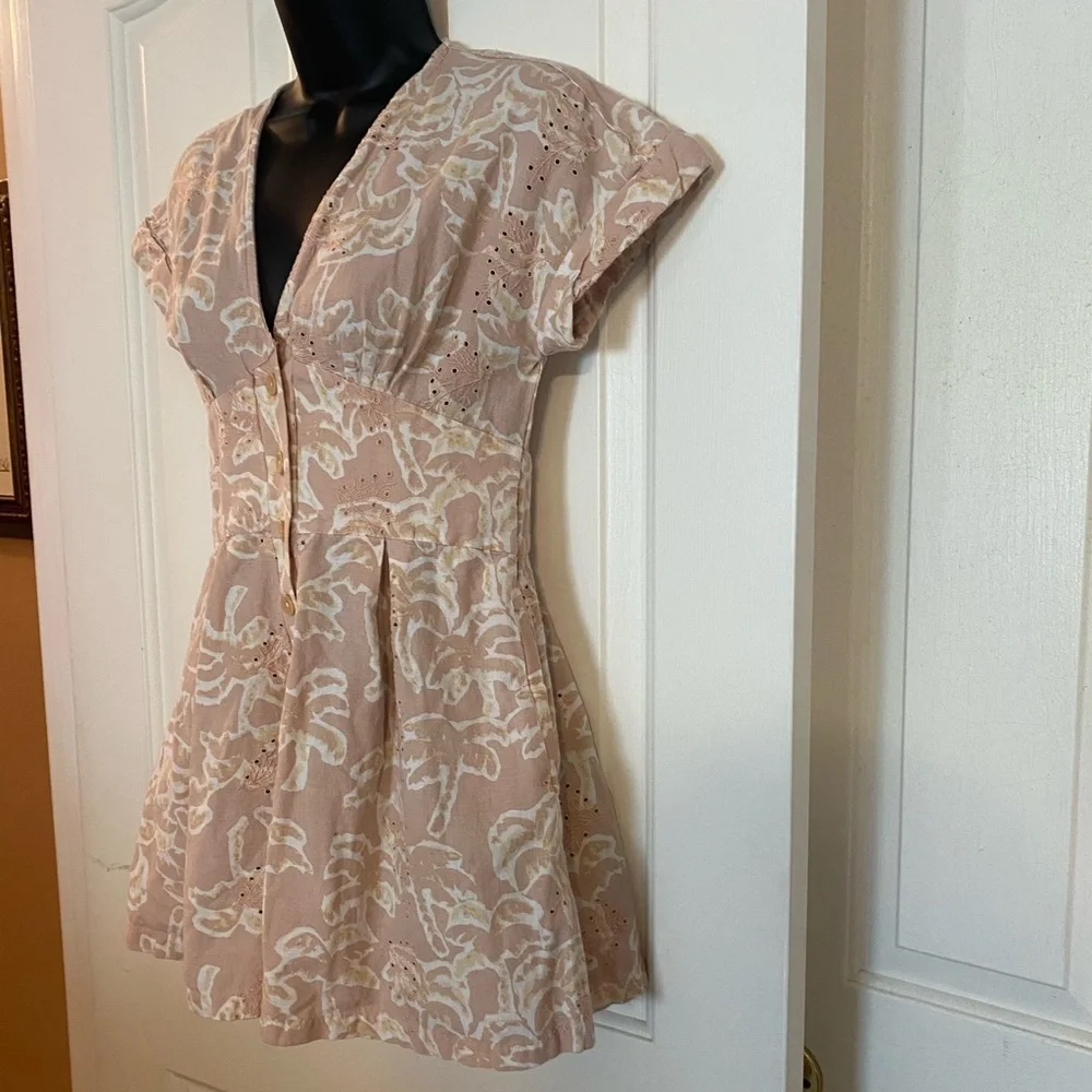 “ZARA” Linen Blend Palm Trees Button Down Romper